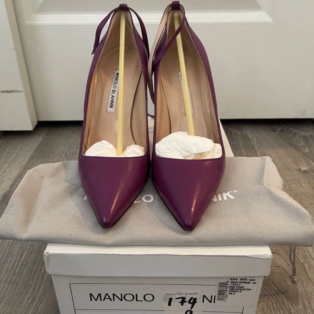 Manolo Blahnik 105MM BB Ankle Strap Pump 38.5 - Picture 2 of 5